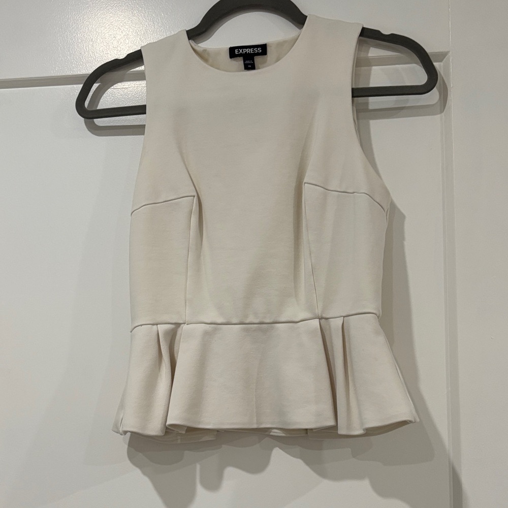 Express Ivory Sleeveless Peplum Blouse